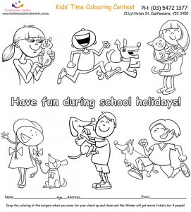 Castlemaine Smiles Dentist Colouring Book | Colouring page School Holidays
